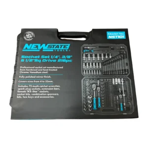 Newstate Socket Set 1/4", 3/8" & 1/2" Sq Drive 216pc