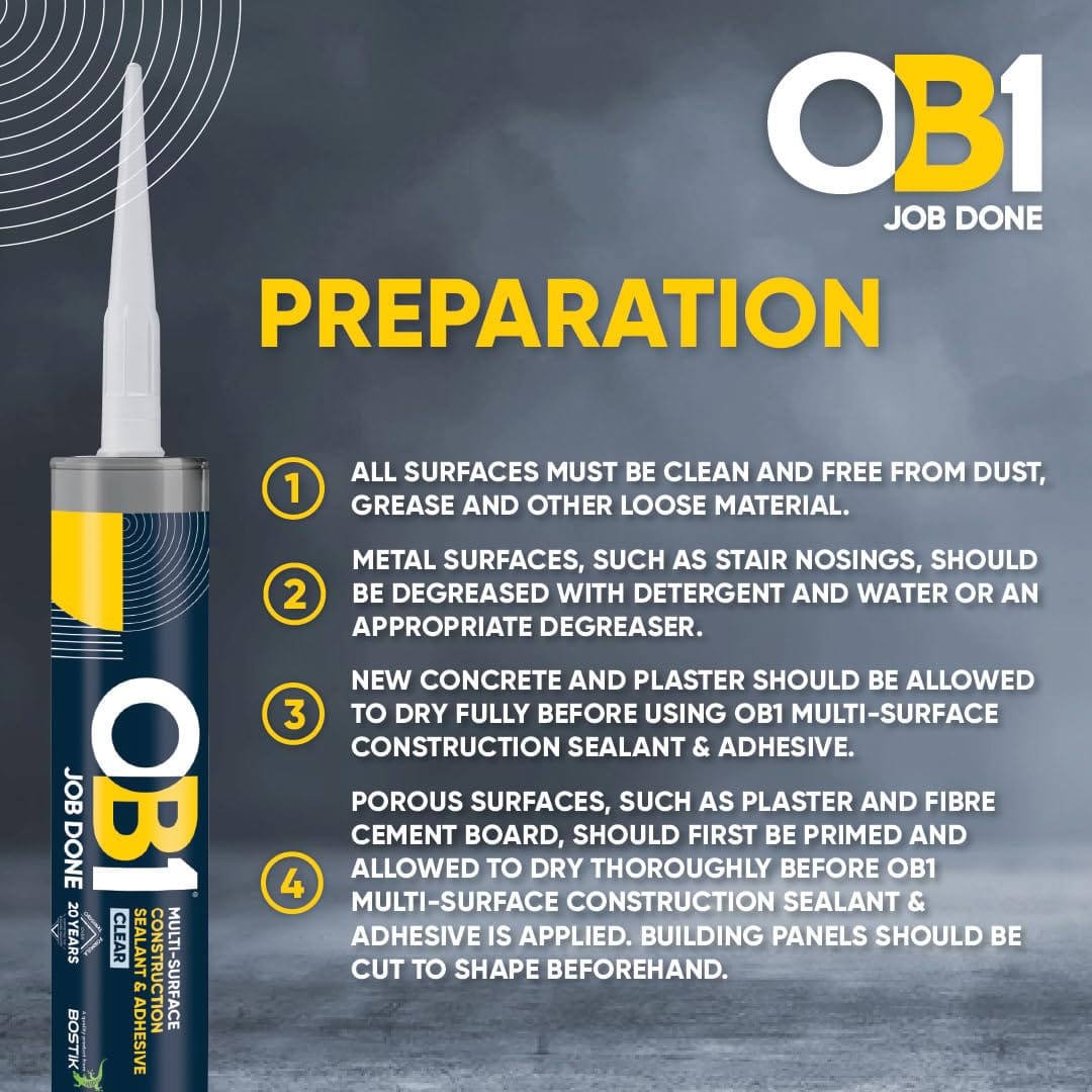 OB1 Multi-Surface Sealant & Adhesive Clear 290ml - Image 4