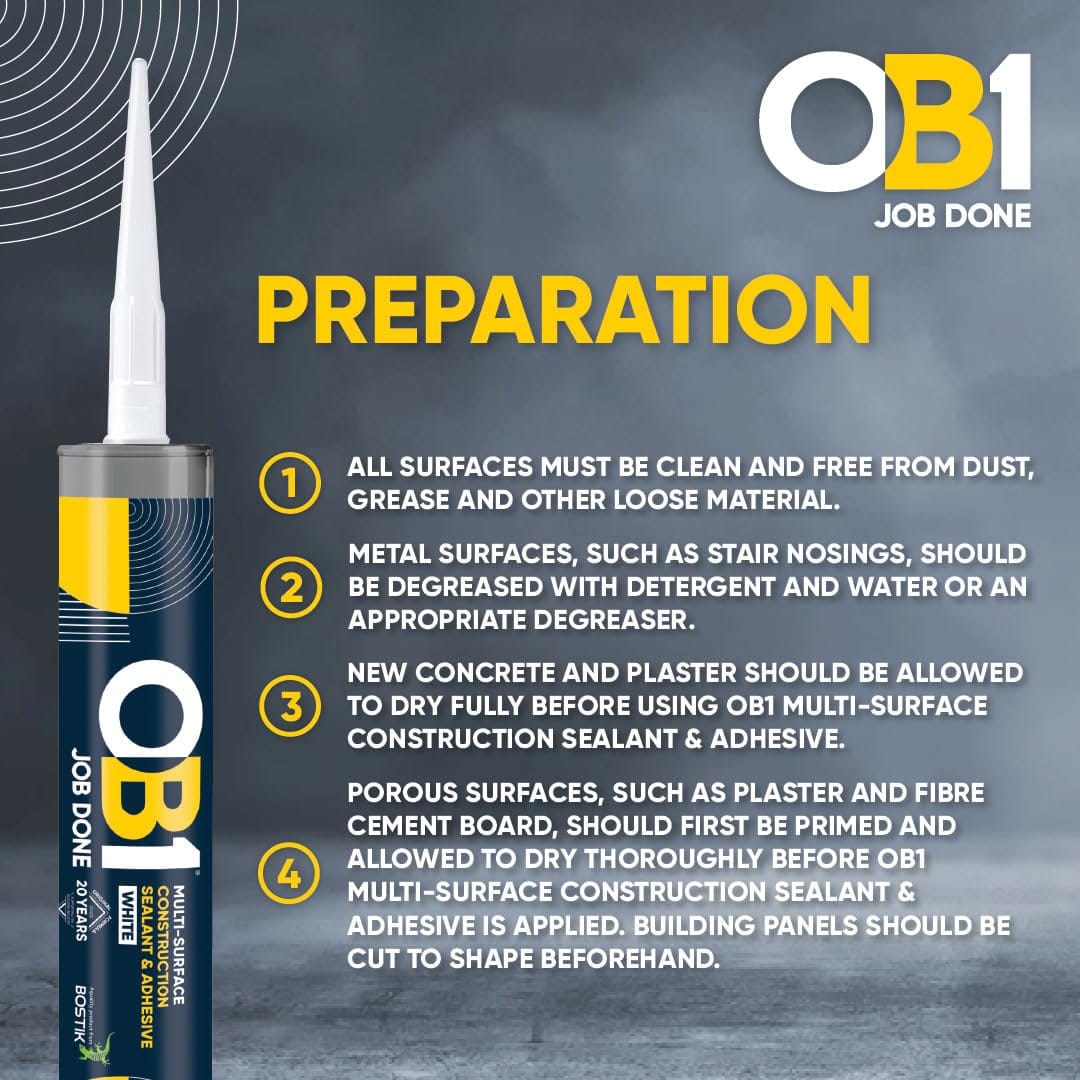 OB1 Multi-Surface Sealant & Adhesive White 290ml - Image 4