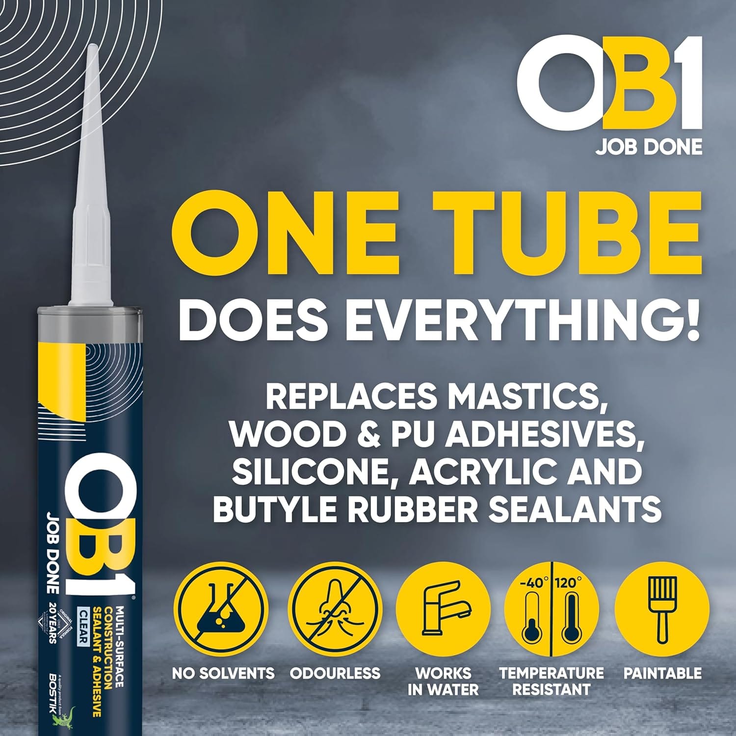 OB1 Multi-Surface Sealant & Adhesive Clear 290ml - Image 2