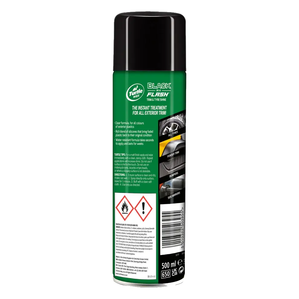 Black in a Flash Trim & Tyre Shine 500ml - Image 3