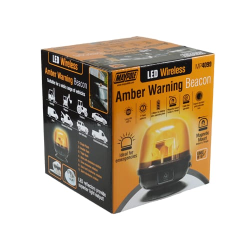 Maypole Wireless Rechargeable LED Amber Warning Beacon 12/24V Magnetic - Image 4