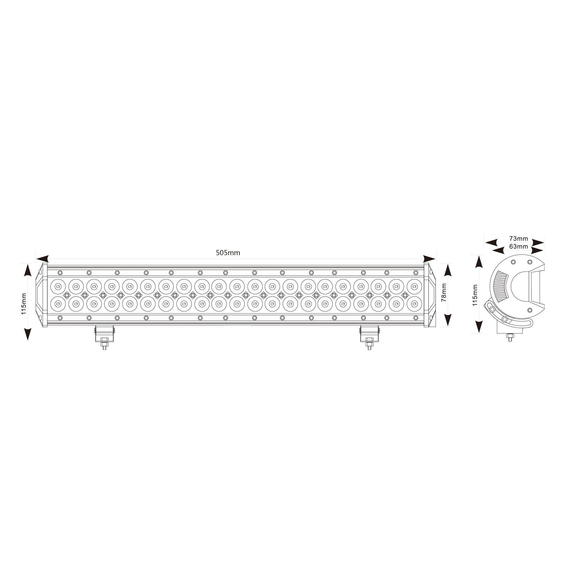 Maypole 126W LED Light Bar 12/24V Spot/Flood 8820 Lumens - Image 3
