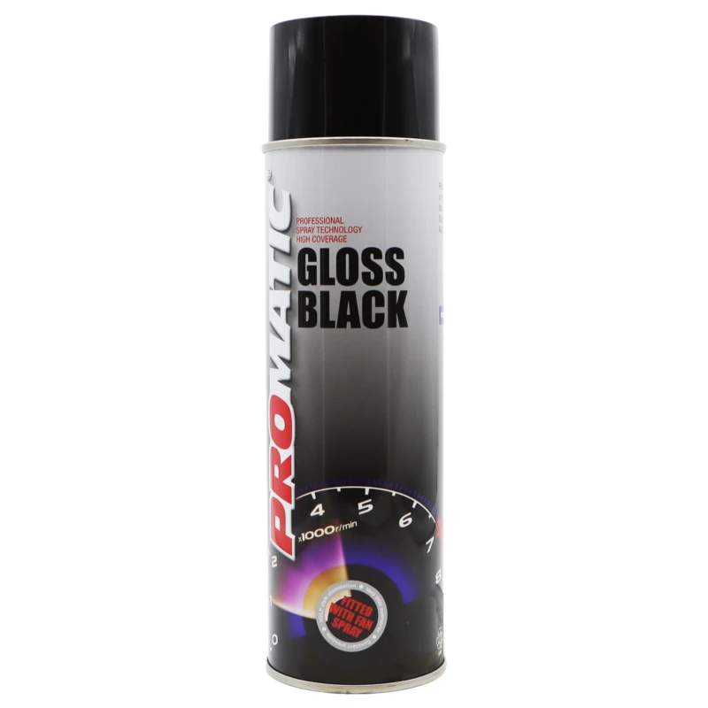 ProMatic Gloss Black Aerosol Spray Paint 500ml