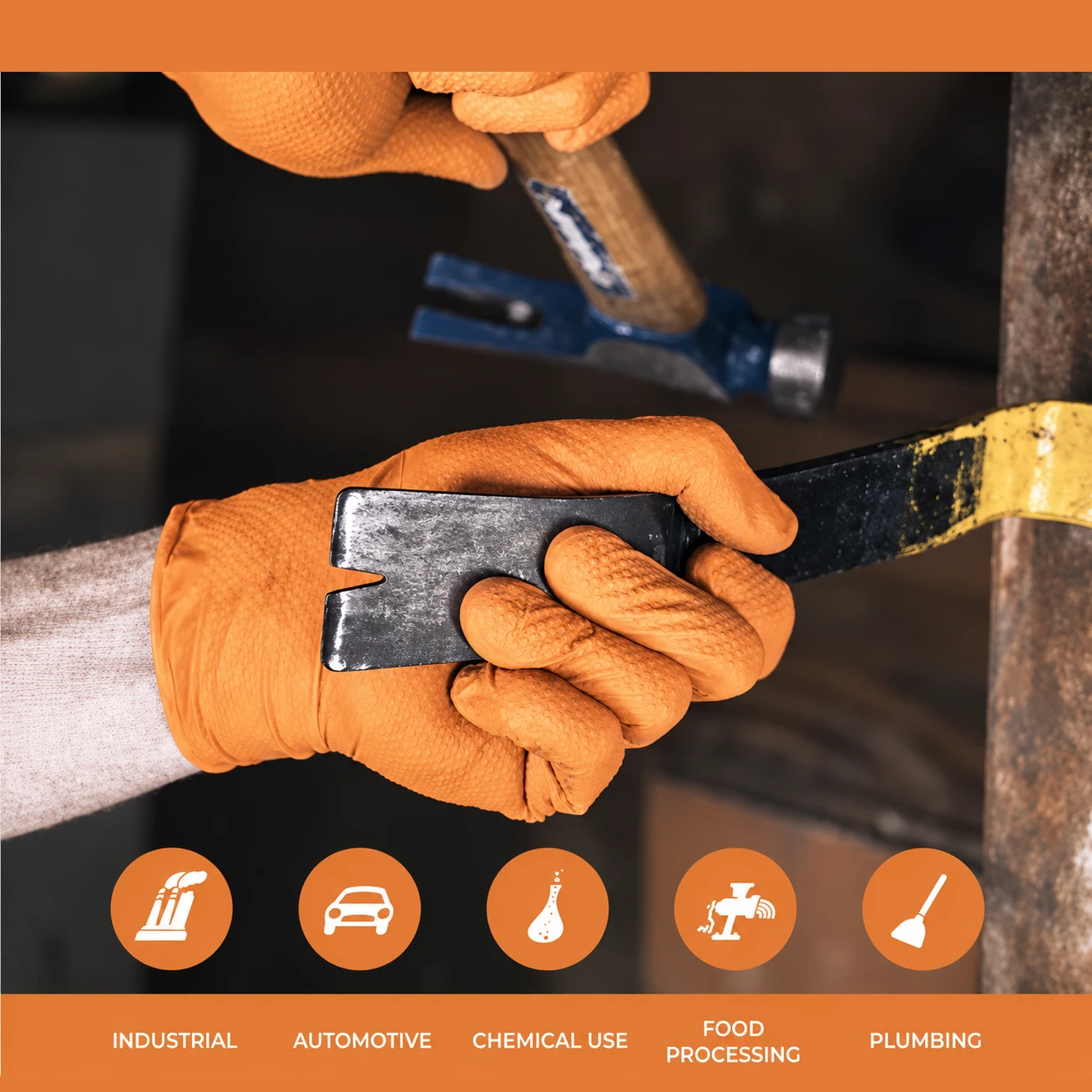 Mercator ideall Grip+ Predator Pro Heavy Duty Orange Nitrile Gloves Pack of 50 - Image 2