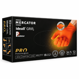 Mercator ideall Grip+ Predator Pro Heavy Duty Orange Nitrile Gloves Pack of 50