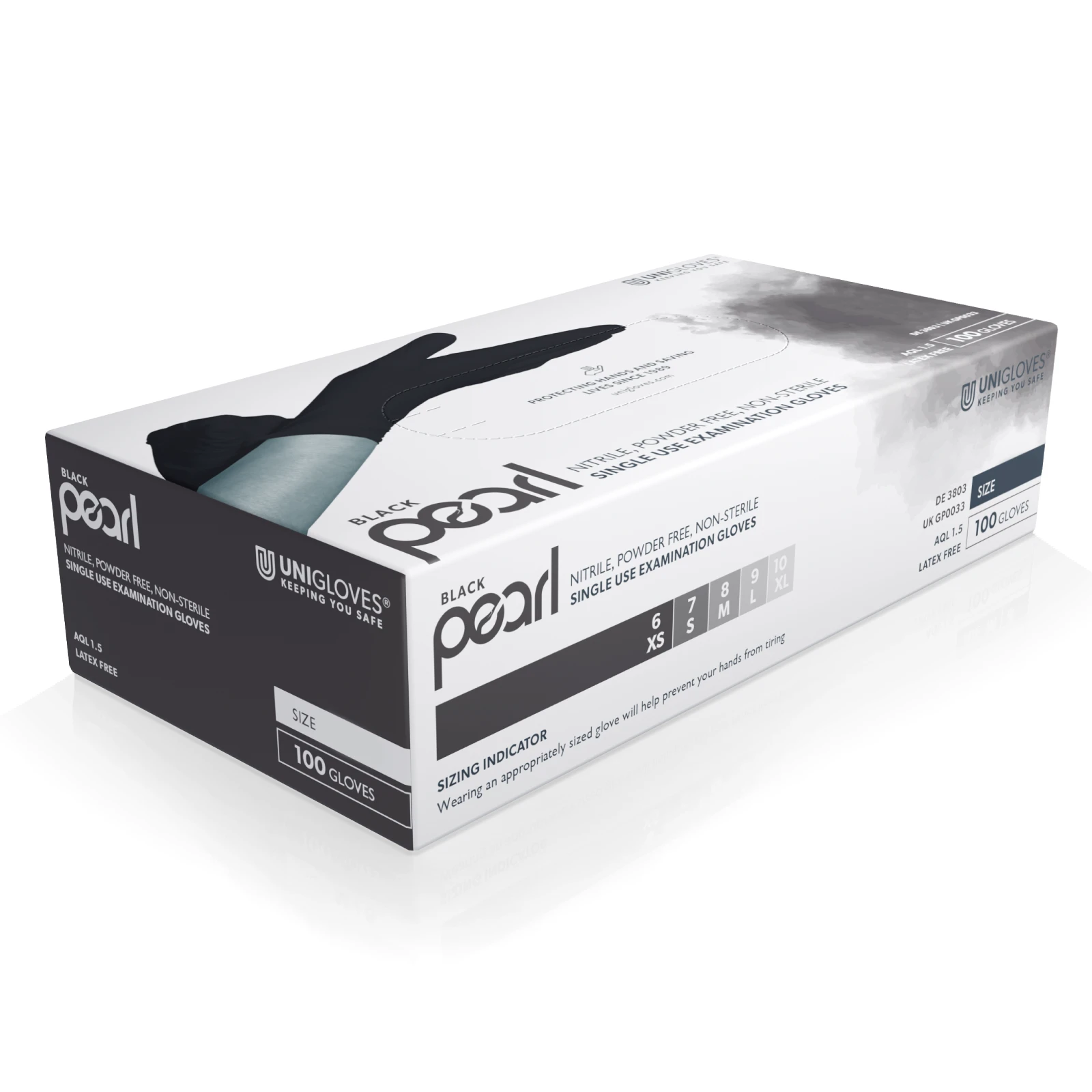 Unigloves Black Pearl Nitrile Disposable Gloves Large Pack of 100 - GP0034