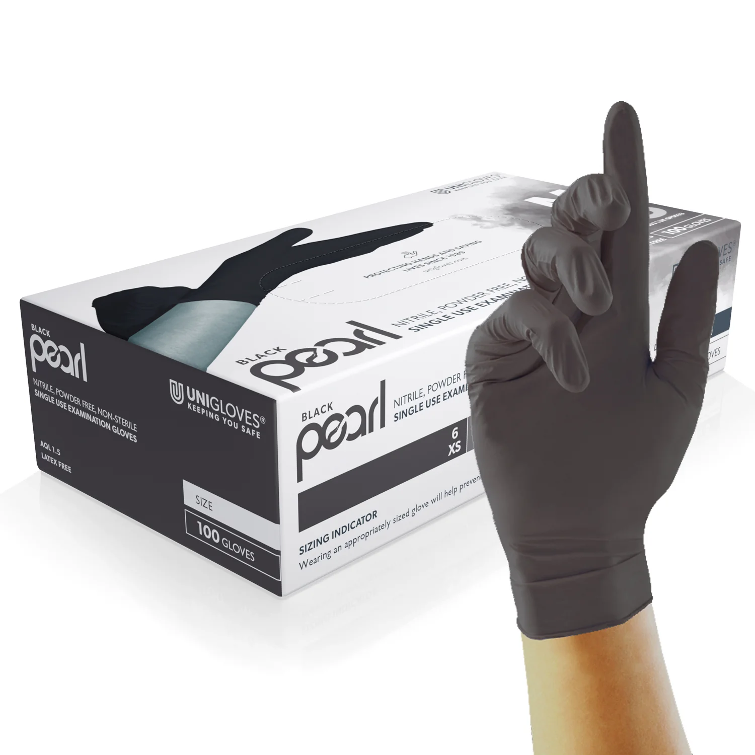 Unigloves Black Pearl Nitrile Disposable Gloves Large Pack of 100 - GP0034 - Image 7