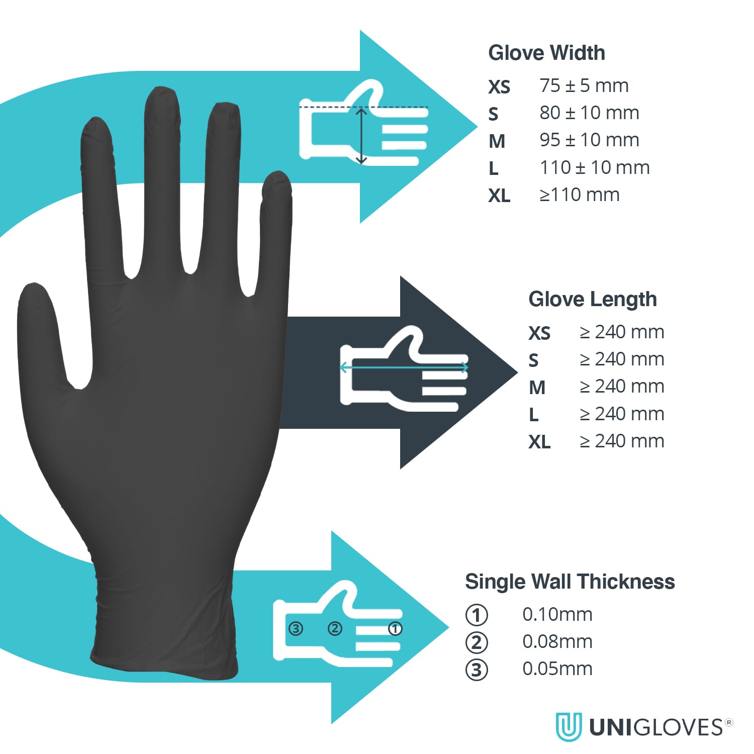 Unigloves Black Pearl Nitrile Disposable Gloves Large Pack of 100 - GP0034 - Image 4