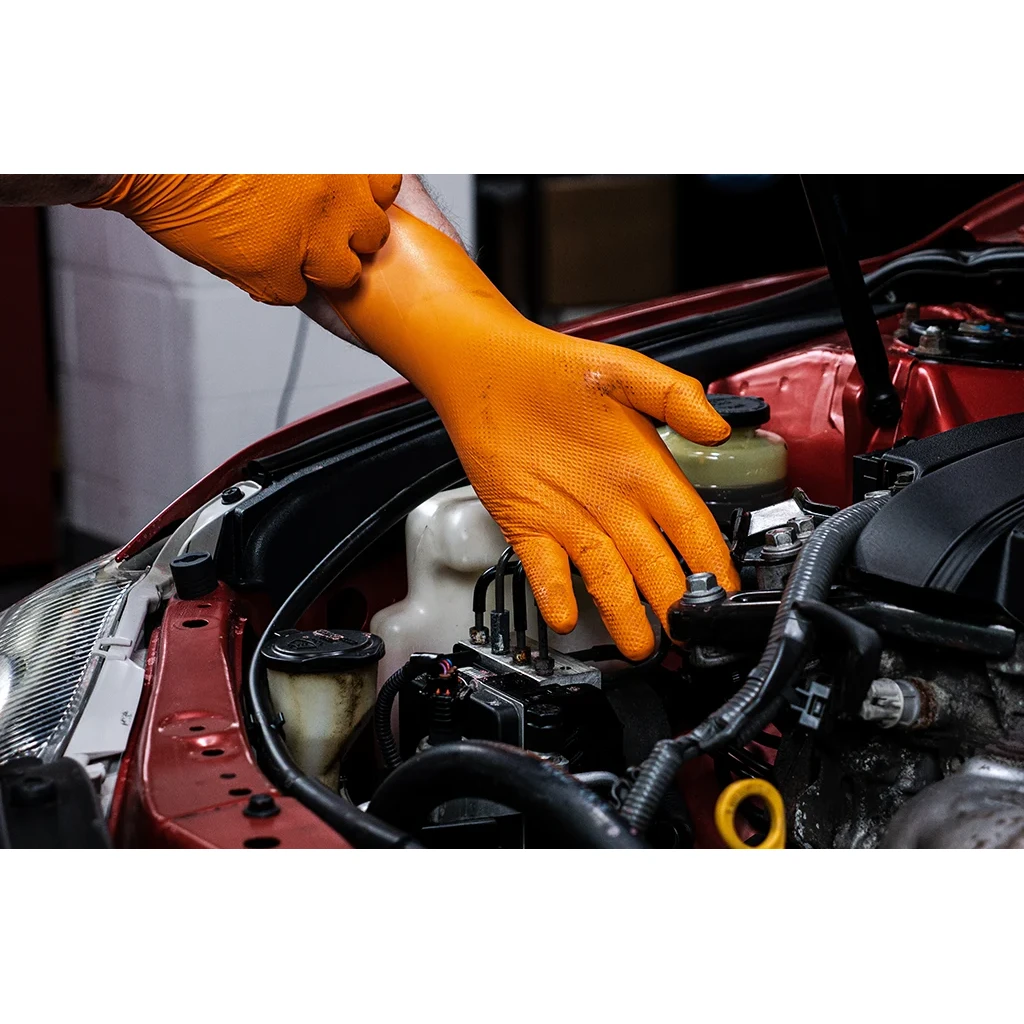 Tiger Grip Heavy Duty Orange Nitrile Gloves 8 Mil Diamond Grip - Image 7