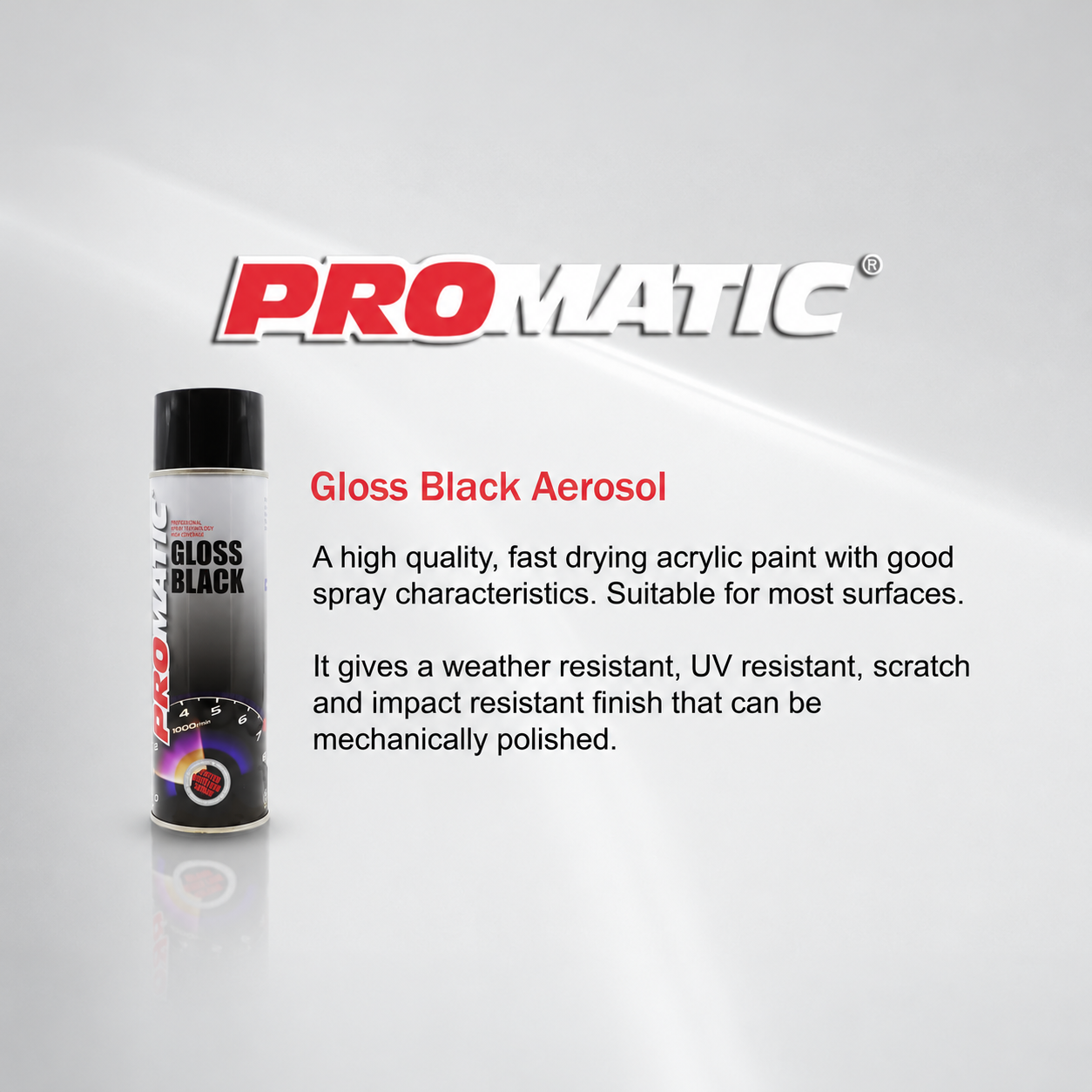 ProMatic Gloss Black Aerosol Spray Paint 500ml - Image 3
