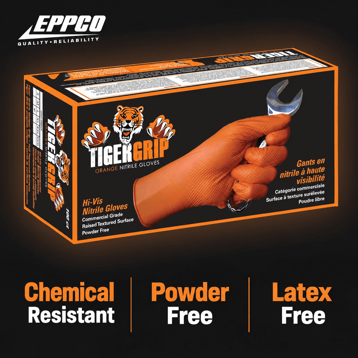 Tiger Grip Heavy Duty Orange Nitrile Gloves 8 Mil Diamond Grip - Image 5