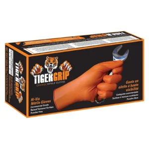 Tiger Grip Heavy Duty Orange Nitrile Gloves 8 Mil Diamond Grip